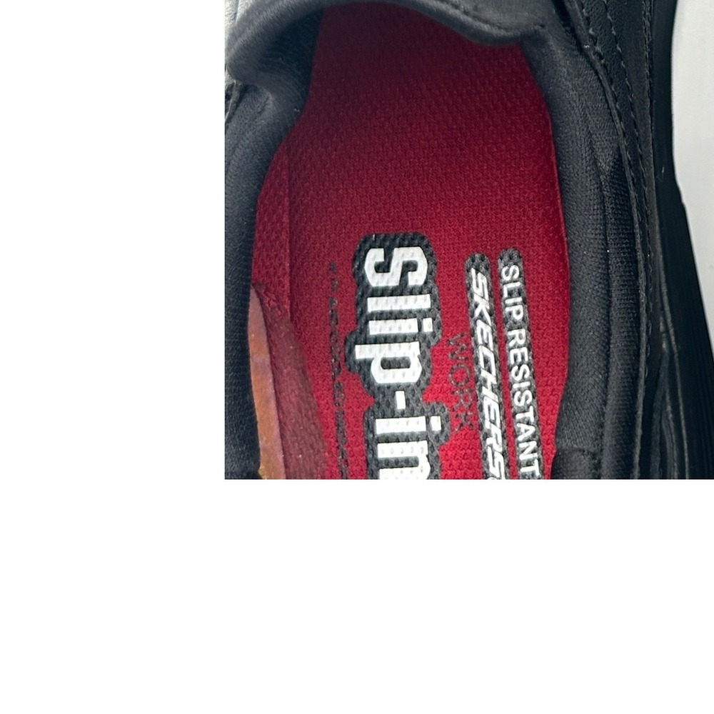 Skechers Slip-ins Shoes, Black Lea./Syn. Oxford, Men's 10.5, Slip Resistant - Picture 10 of 14